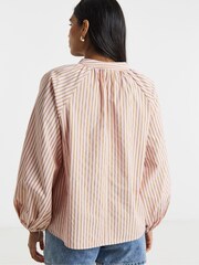 Simply Be Pink Long Sleeve Striped Poplin Blouse - Image 2 of 4