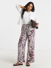 Simply Be Brown Crinkle Wide Leg Trousers - Image 1 of 4