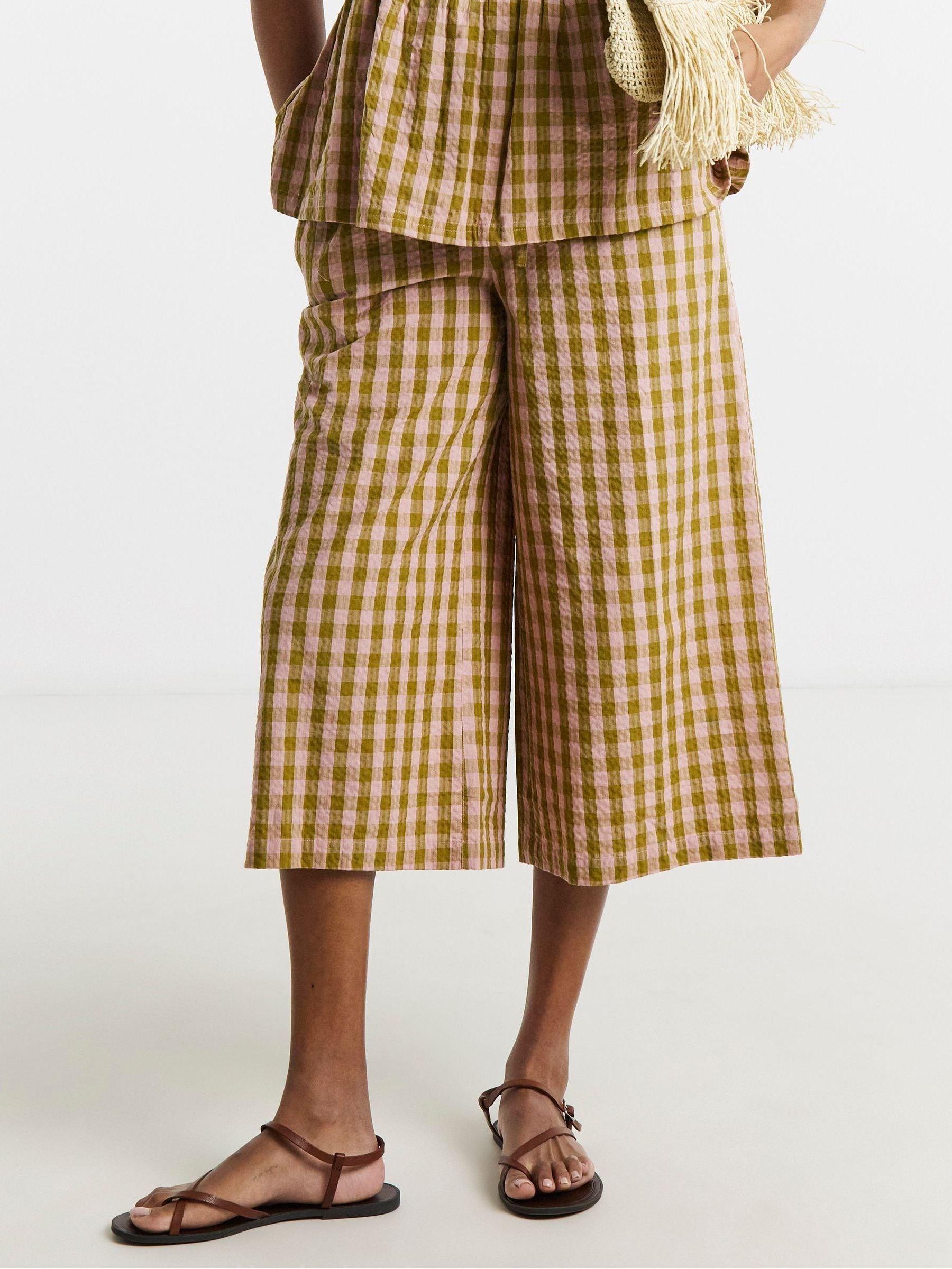 Buy Simply Be Brown Gingham Culotte Trousers from Next USA