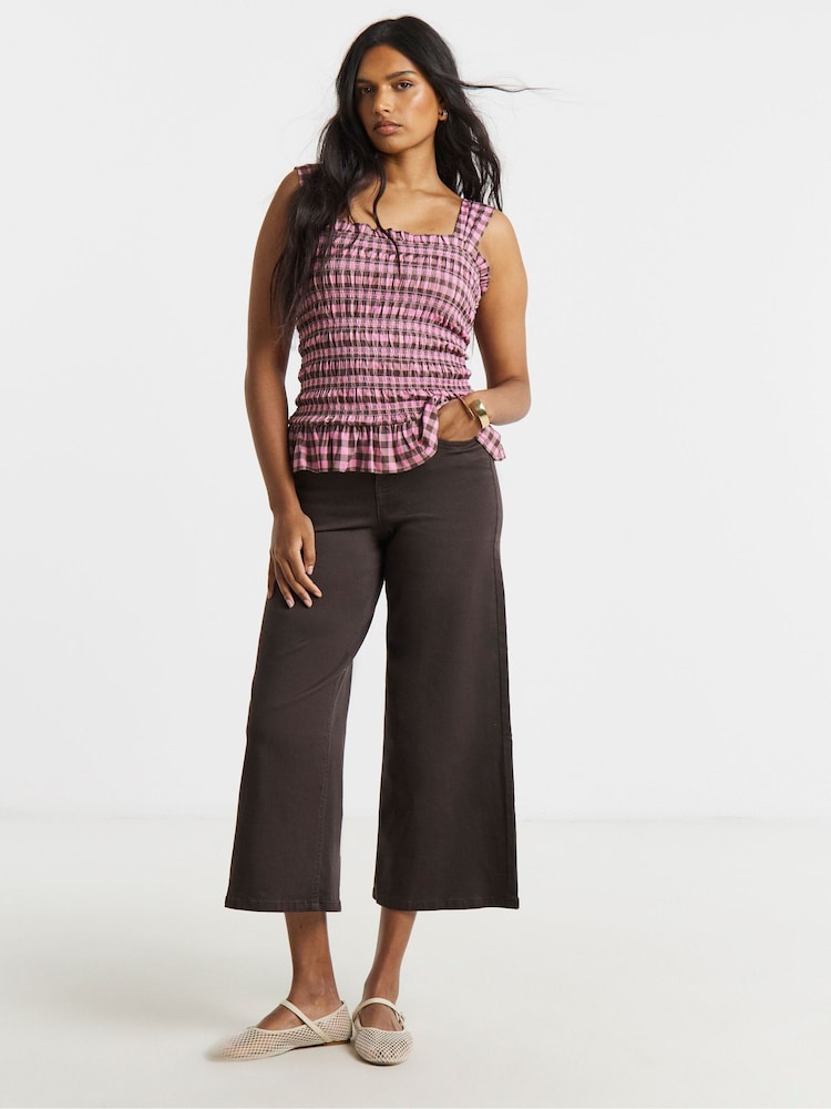 Simply Be Pink Puff Sleeve Shirred Mesh Top - Image 1 of 4