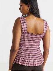 Simply Be Pink Puff Sleeve Shirred Mesh Top - Image 2 of 4