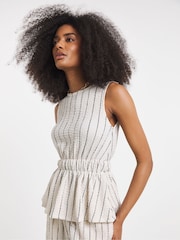 Simply Be Natural Striped Peplum Top - Image 1 of 4