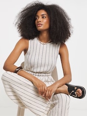 Simply Be Natural Striped Peplum Top - Image 3 of 4