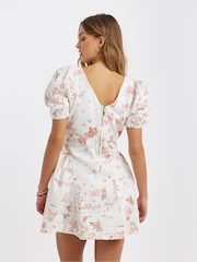 Simply Be White Romantic Print Mini Denim Dress - Image 2 of 4