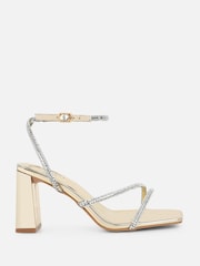 Simmi London Gold Maisie Diamante Block Heeled Sandals - Image 2 of 4