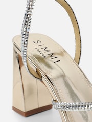 Simmi London Gold Maisie Diamante Block Heeled Sandals - Image 3 of 4