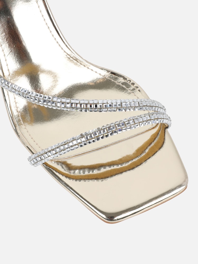 Simmi London Gold Maisie Diamante Block Heeled Sandals - Image 4 of 4