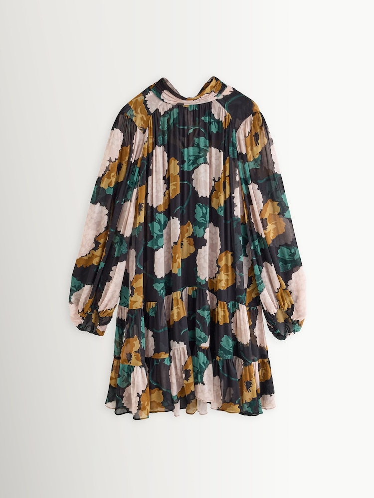 Rixo Green Anaya Hydrangea Floral Charcoal Dress - Image 1 of 1