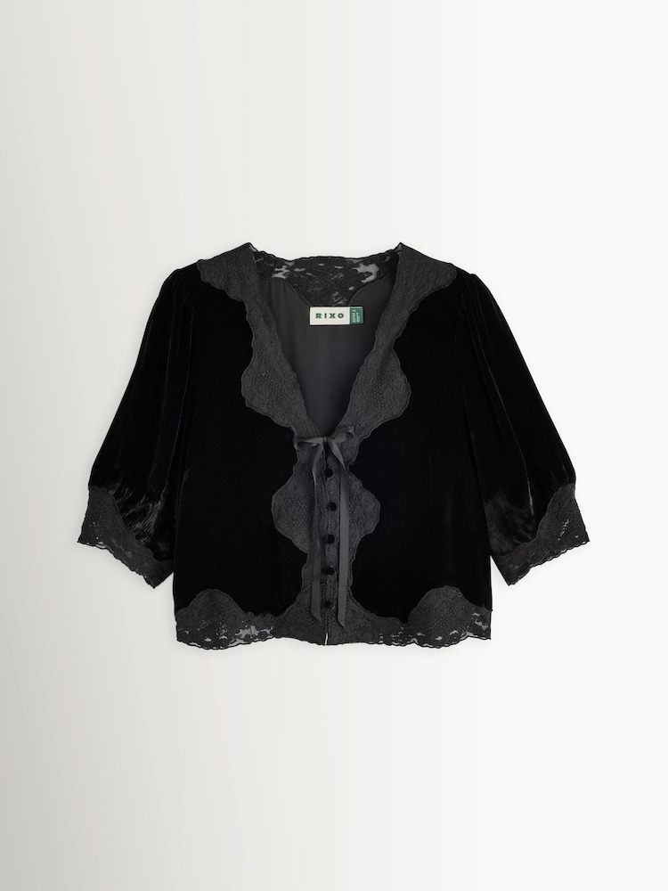 Rixo Black Ursula Bordeaux Top - Image 1 of 1 Rixo Black Ursula Bordeaux Top - Image 1 of 1