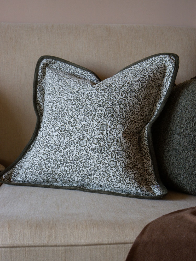 Ellenvale Interiors Olive Fleur Floral Cushion Cover 45 X 45cm - Image 1 of 5 Ellenvale Interiors Olive Fleur Floral Cushion Cover 45 X 45cm - Image 1 of 5