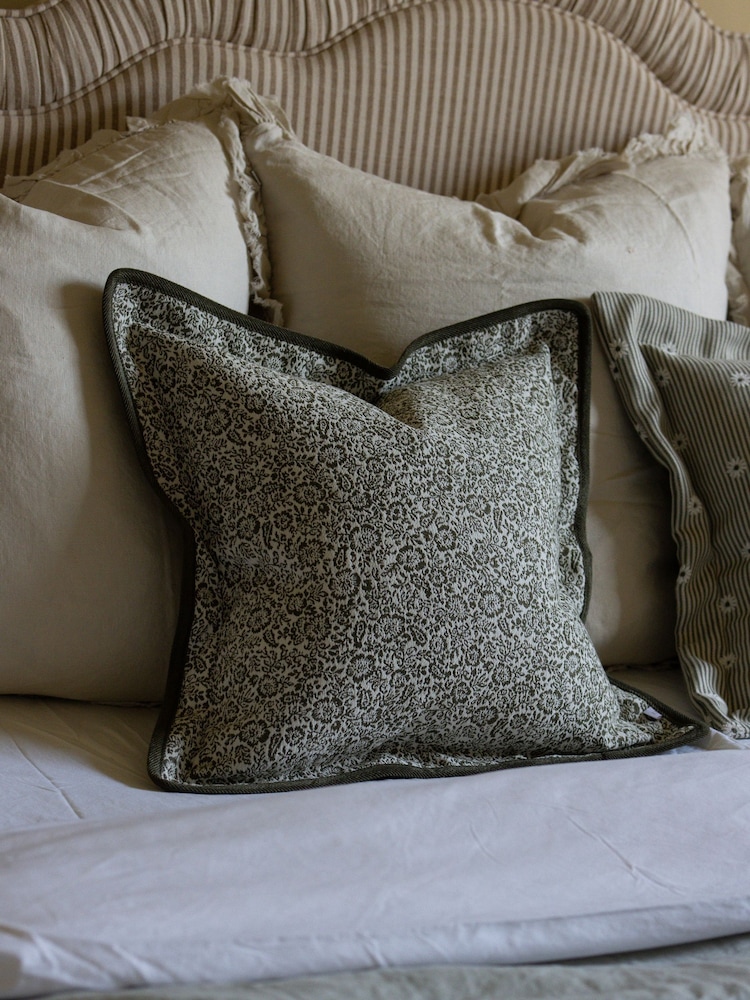 Ellenvale Interiors Olive Fleur Floral Cushion Cover 45 X 45cm - Image 2 of 5 Ellenvale Interiors Olive Fleur Floral Cushion Cover 45 X 45cm - Image 2 of 5