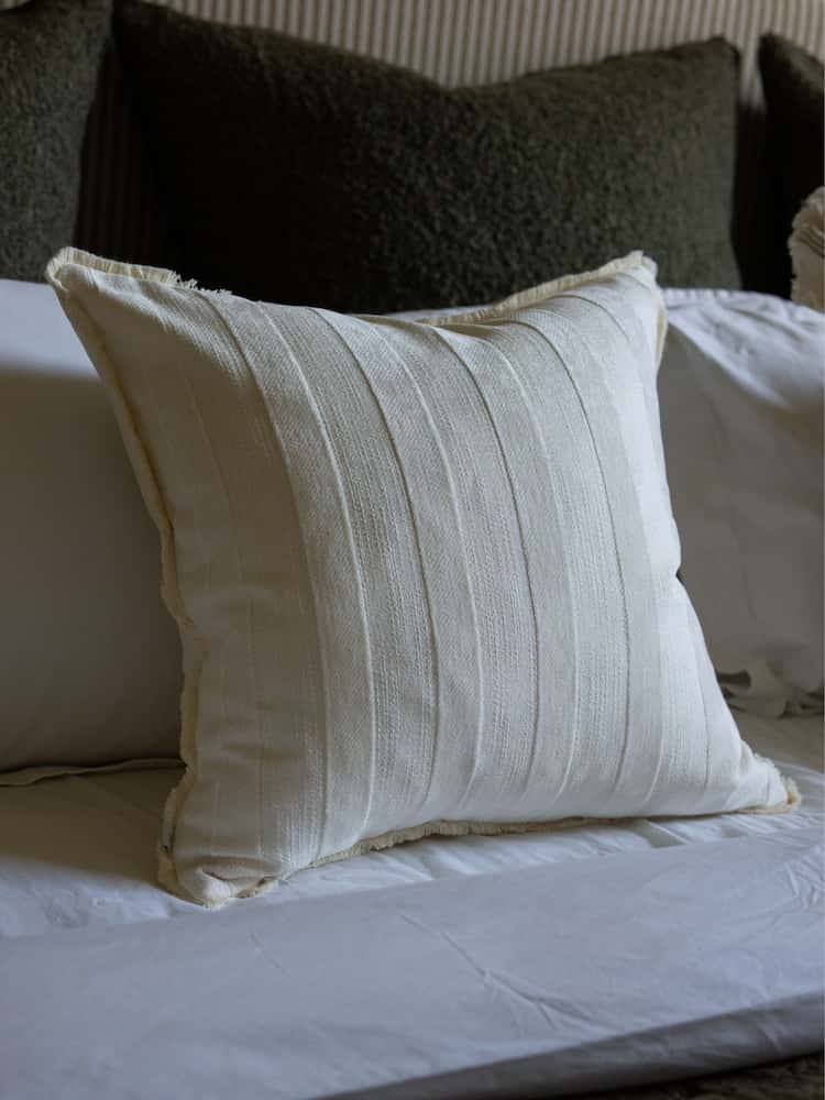Ellenvale Interiors Cream Isla Stripe Cushion Cover 45 X 45cm - Image 1 of 3 Ellenvale Interiors Cream Isla Stripe Cushion Cover 45 X 45cm - Image 1 of 3