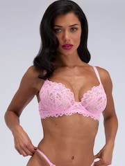 Boux Avenue Pink Heidi Floral Lace Plunge Bra - Image 1 of 5