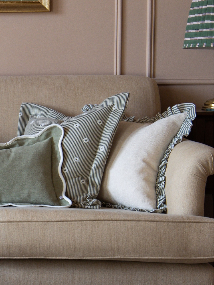 Ellenvale Interiors Cream Bella Stripe Ruffle Cushion Cover 45 X 45cm - Image 2 of 5 Ellenvale Interiors Cream Bella Stripe Ruffle Cushion Cover 45 X 45cm - Image 2 of 5