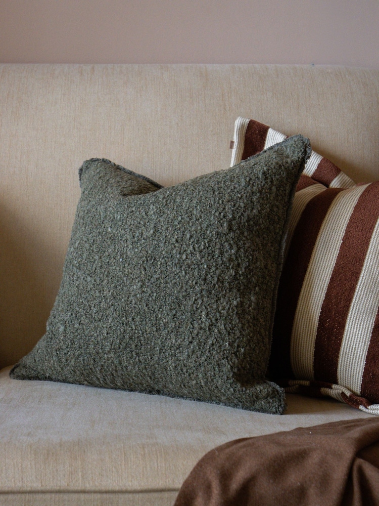 Ellenvale Interiors Olive Sofia Boucle Cushion Cover 45 X 45cm - Image 1 of 3 Ellenvale Interiors Olive Sofia Boucle Cushion Cover 45 X 45cm - Image 1 of 3