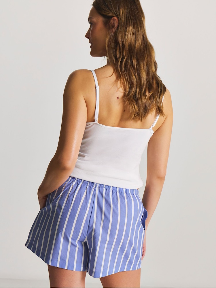 Simply Be White Pretty Secrets 2 Pack Striped Woven Pyjama Shorts - Image 2 of 5