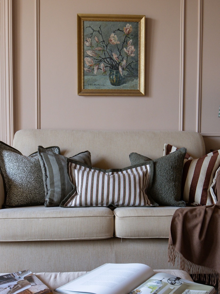 Ellenvale Interiors Olive Fleur Stripe Cushion Cover 50 X 30cm - Image 3 of 3 Ellenvale Interiors Olive Fleur Stripe Cushion Cover 50 X 30cm - Image 3 of 3