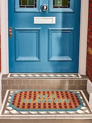Oliver Bonas Pink Ma Maison Chequerboard Doormat - Image 1 of 4