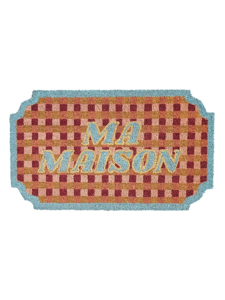 Oliver Bonas Pink Ma Maison Chequerboard Doormat - Image 4 of 4