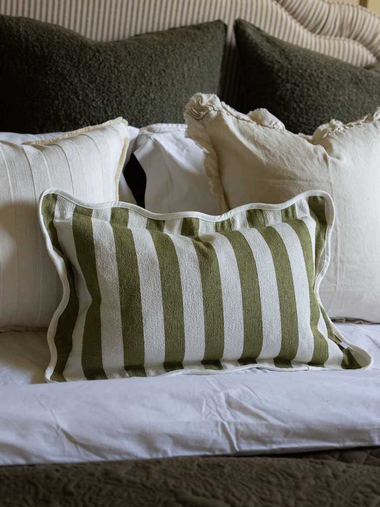 Ellenvale Interiors Olive Chloe Stripe Cushion Cover 50 X 30cm - Image 1 of 3 Ellenvale Interiors Olive Chloe Stripe Cushion Cover 50 X 30cm - Image 1 of 3