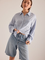 Anthropologie Maeve Shrunken Bennet Linen Buttondown Shirt - Image 1 of 4