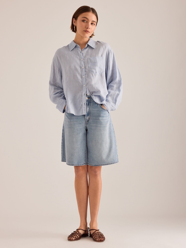 Anthropologie Maeve Shrunken Bennet Linen Buttondown Shirt - Image 2 of 4 Anthropologie Maeve Shrunken Bennet Linen Buttondown Shirt - Image 2 of 4