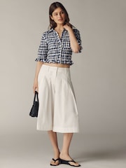 Albastru - Bluză Anthropologie Maeve cu volane și nasturi în față - Imaginea 4 din 4