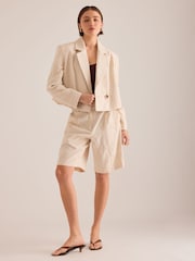 Anthropologie Cream Maeve Embroidered Cropped Blazer - Image 4 of 4