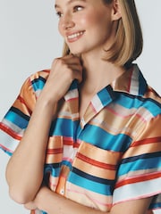 Anthropologie Orange Maeve Oversized Stripe Shirt - Image 4 of 4