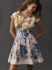 Anthropologie Yellow Maeve Cap-Sleeve Waisted Mini Shirt Dress - Image 1 of 4