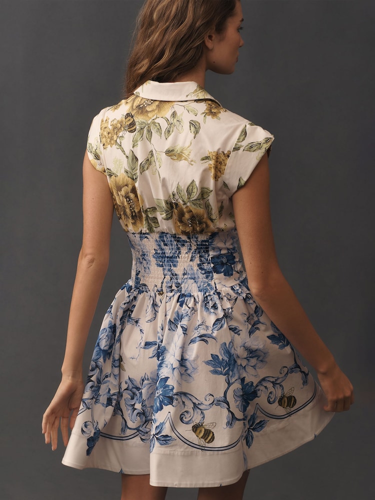 Anthropologie Yellow Maeve Cap-Sleeve Waisted Mini Shirt Dress - Image 2 of 4