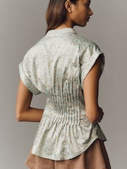 Anthropologie Pilcro Linden Silky Pleated Waisted Blouse - Image 2 of 4