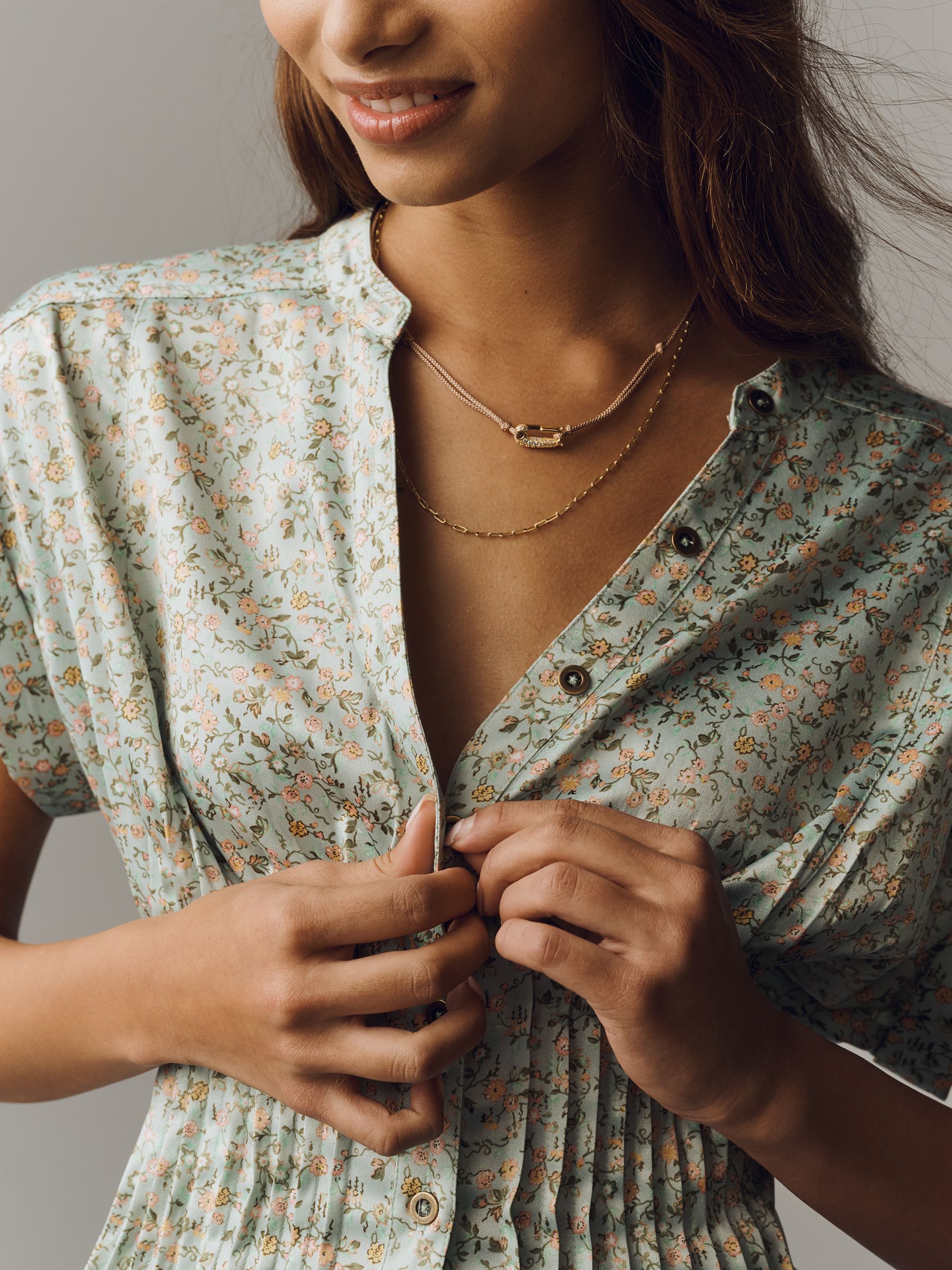 Buy Anthropologie Green Floral Pilcro Linden Short Sleeved Silky