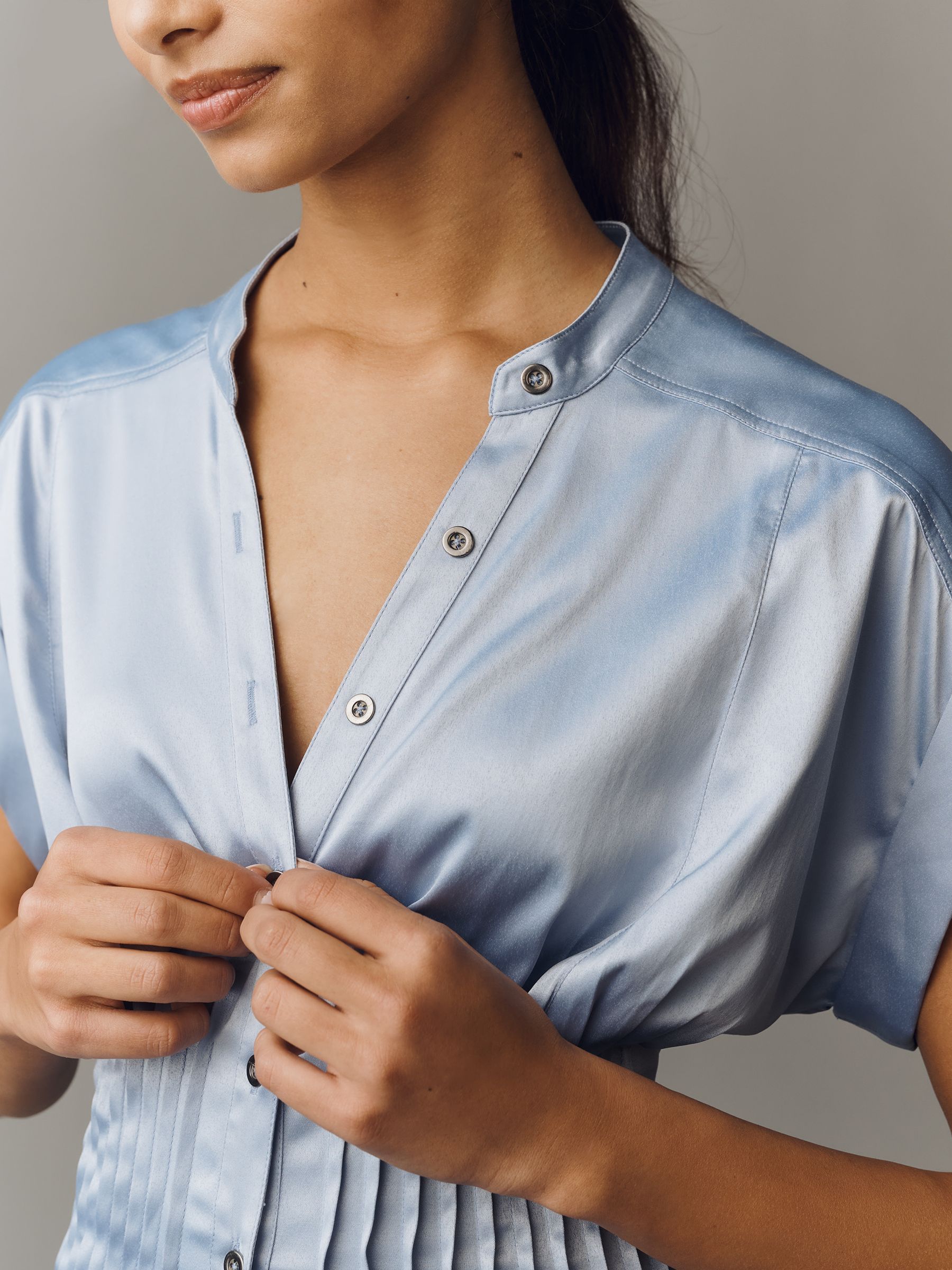 Buy Anthropologie Light Blue Pilcro Linden Short Sleeved Silky