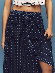 Anthropologie Blue Maeve Pleated Button-Front Maxi Skirt - Image 3 of 4