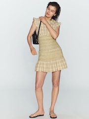 Anthropologie Yellow Maeve Smocked Short-Sleeve Waisted Top - Image 3 of 4