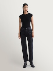 AGOLDE Black 90'S Pinch Waist High Rise Straight Jeans - Image 1 of 4