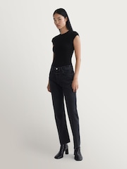 AGOLDE Black 90'S Pinch Waist High Rise Straight Jeans - Image 4 of 4