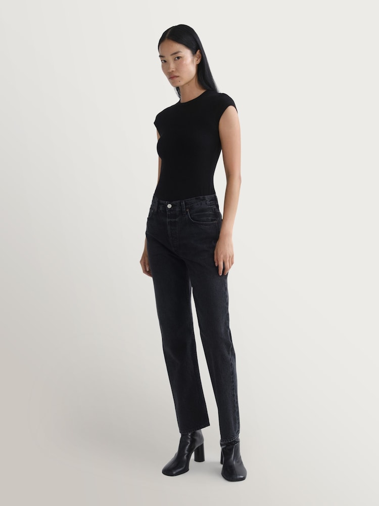 AGOLDE Black 90'S Pinch Waist High Rise Straight Jeans - Image 4 of 4 AGOLDE Black 90'S Pinch Waist High Rise Straight Jeans - Image 4 of 4