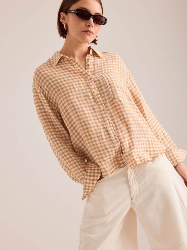 Anthropologie Maeve Shrunken Bennet Linen Buttondown Shirt - Image 1 of 4