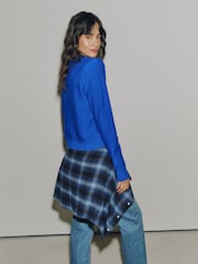 Cobalt Blue Supersoft Crew Neck Long Sleeve Cardigan - Image 3 of 5