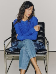 Cobalt Blue Supersoft Crew Neck Long Sleeve Cardigan - Image 4 of 5