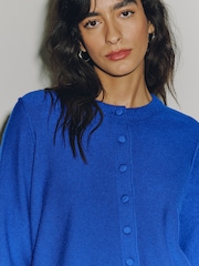 Cobalt Blue Supersoft Crew Neck Long Sleeve Cardigan - Image 5 of 5