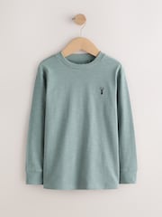 Blue/Ecru/ Tan/ Charcoal Stag Logo Long Sleeve Cosy T-Shirts 4 Pack (3-16yrs) - Image 2 of 9