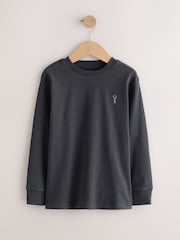 Blue/Ecru/ Tan/ Charcoal Stag Logo Long Sleeve Cosy T-Shirts 4 Pack (3-16yrs) - Image 3 of 9
