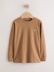 Blue/Ecru/ Tan/ Charcoal Stag Logo Long Sleeve Cosy T-Shirts 4 Pack (3-16yrs) - Image 4 of 9