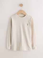 Blue/Ecru/ Tan/ Charcoal Stag Logo Long Sleeve Cosy T-Shirts 4 Pack (3-16yrs) - Image 5 of 9