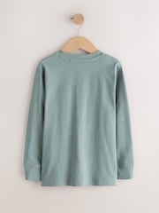Blue/Ecru/ Tan/ Charcoal Stag Logo Long Sleeve Cosy T-Shirts 4 Pack (3-16yrs) - Image 6 of 9