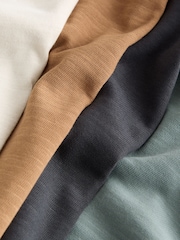 Blue/Ecru/ Tan/ Charcoal Stag Logo Long Sleeve Cosy T-Shirts 4 Pack (3-16yrs) - Image 7 of 9