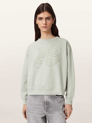 AllSaints Green Insignia Pippa Sweatshirt - Image 1 of 6